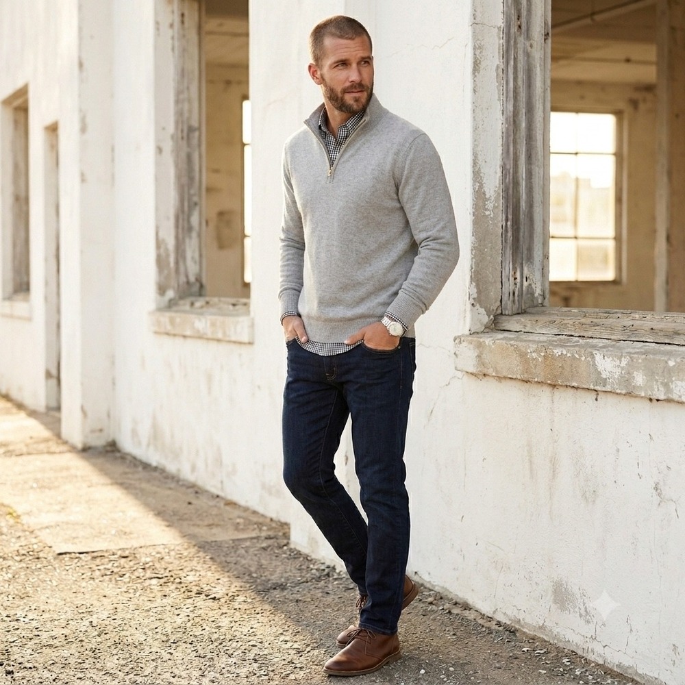 Brooks Brothers Quarter Zip Sweater Mens S Grey Excellent 100% Cashmere Italy